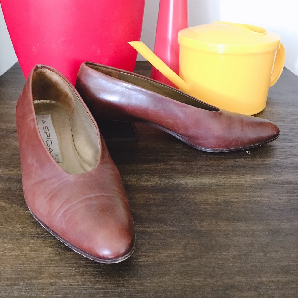 1980s Via Spiga Brown Heels Size 5.5